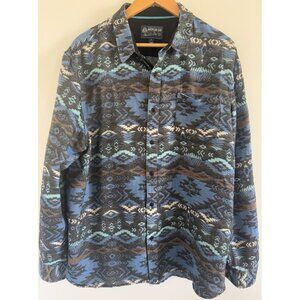 American Rag Men's XL Aztec Print Button-Up Shirt Blue/Gray Western Cowboy